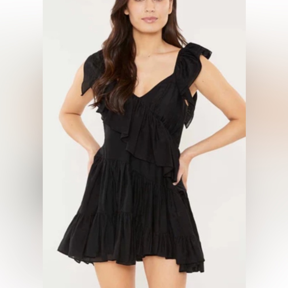 Cinq a Sept Black Ruffle Mini Dress